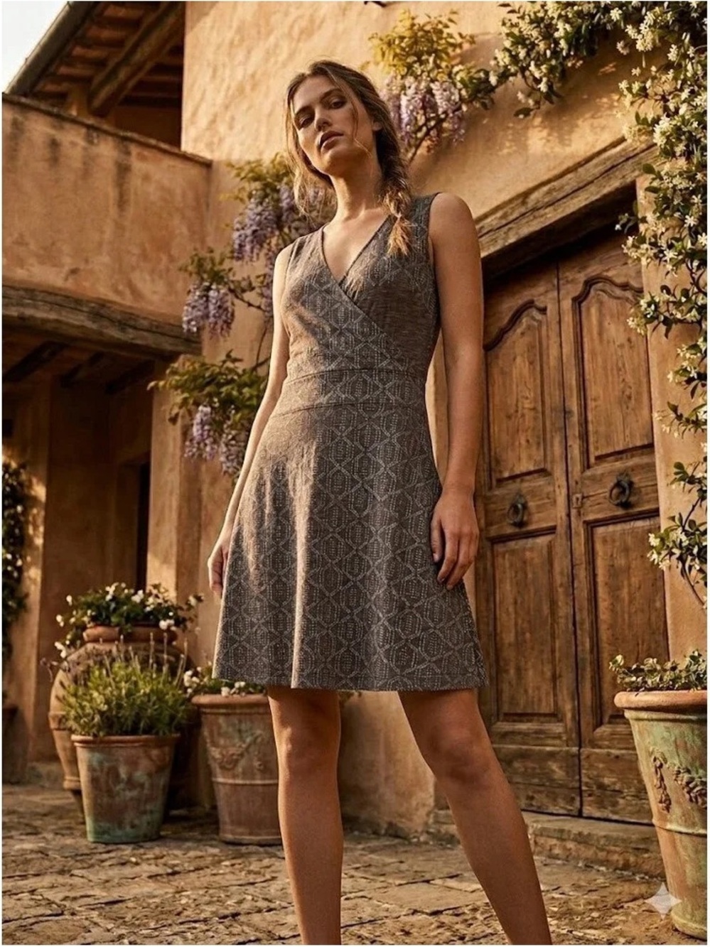 Toad & Co Rosemarie Sleeveless Dress Geometric Batik Tank XS Pockets Outdoor